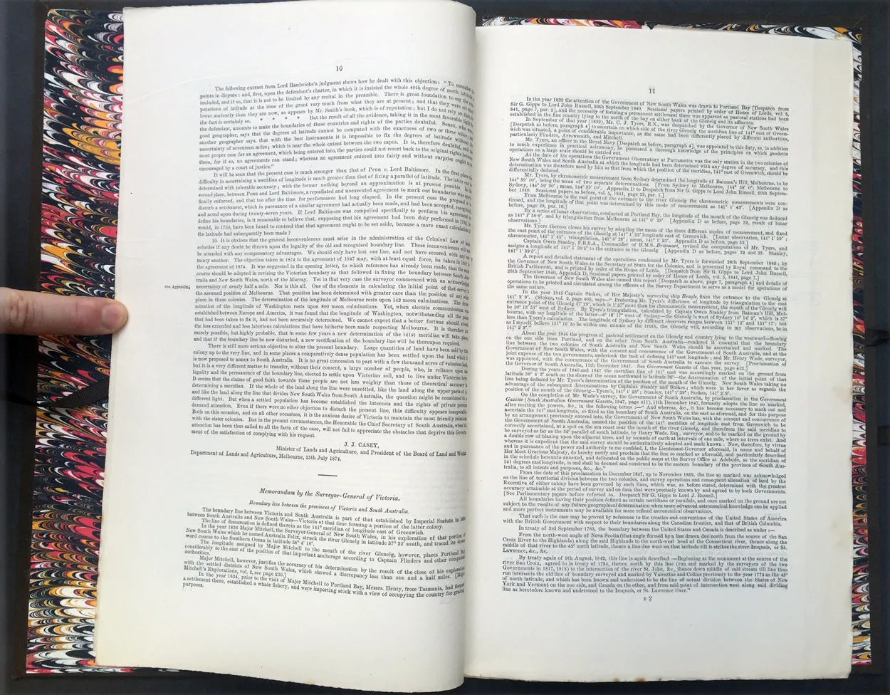 1874 Colonial Govt. Text & Maps on Boundary between South Australia & Victoria