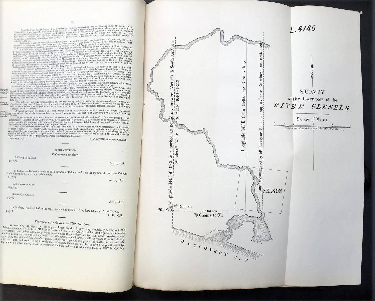 1874 Colonial Govt. Text & Maps on Boundary between South Australia & Victoria