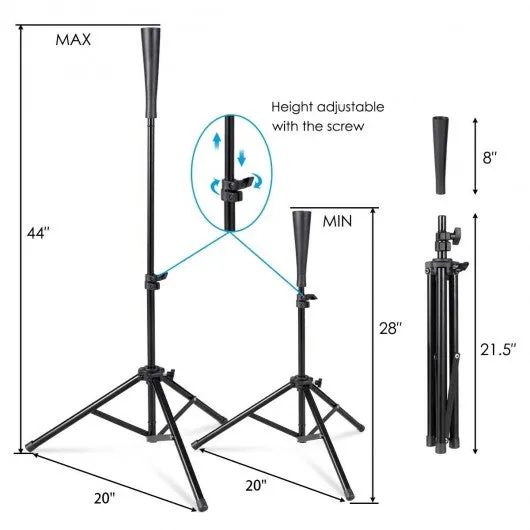 28" - 44" Goplus Adjustable Baseball Tripod