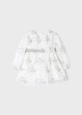 2939 Off white printed Tulle dress baby girl