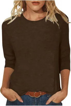 Custom 3/4 Sleeve T Shirts for Women Design Your Own Shirt Add Text/Image/Logo Personalized Tee Printed Photo Front