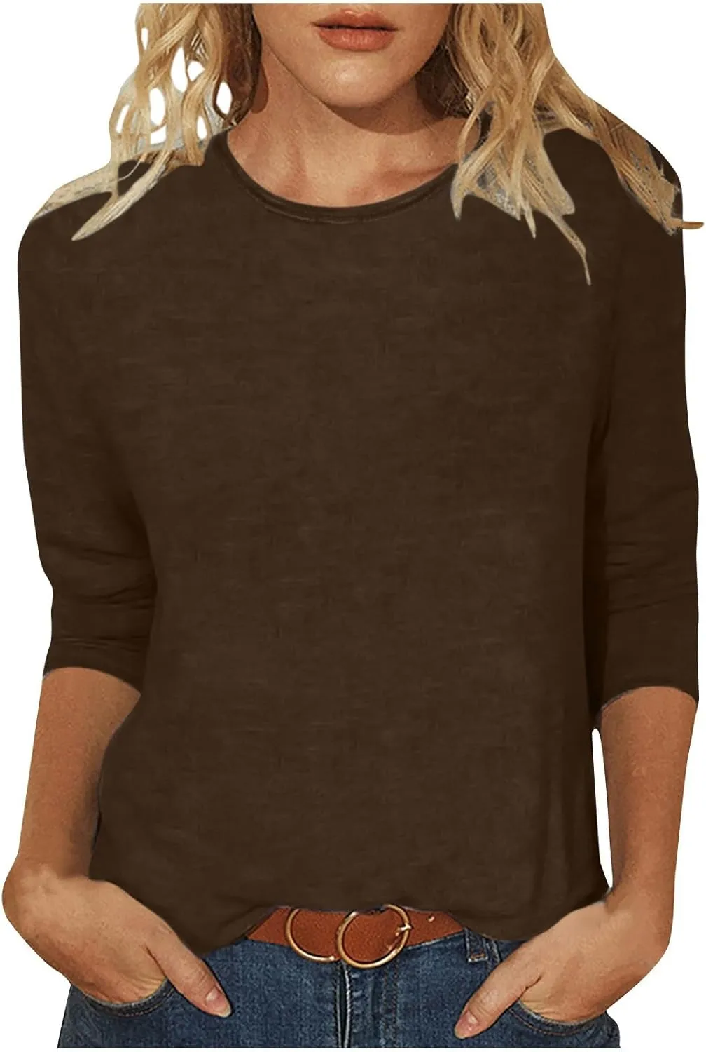 Custom 3/4 Sleeve T Shirts for Women Design Your Own Shirt Add Text/Image/Logo Personalized Tee Printed Photo Front