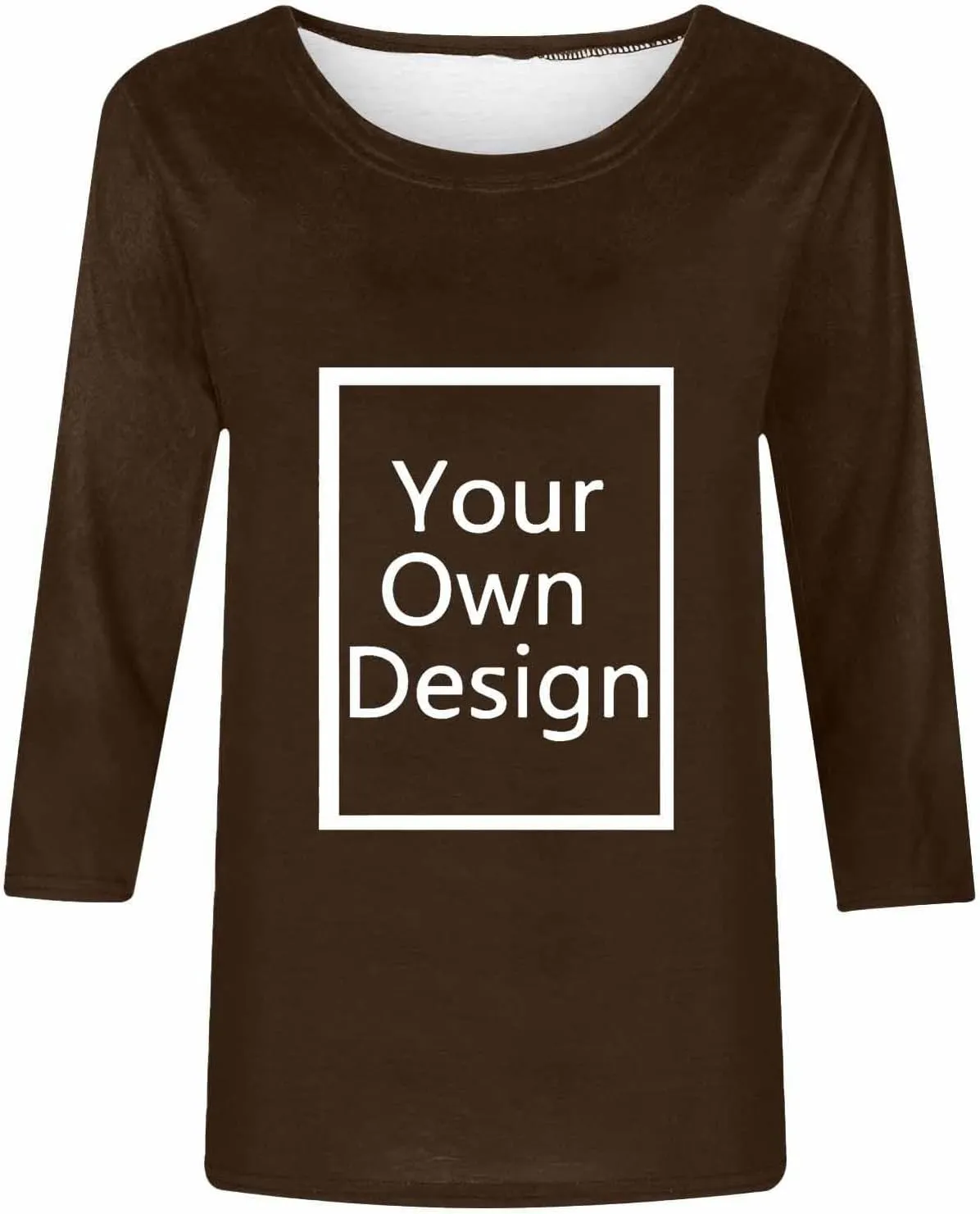 Custom 3/4 Sleeve T Shirts for Women Design Your Own Shirt Add Text/Image/Logo Personalized Tee Printed Photo Front