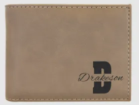 Custom Engraved Leather Wallet with ID Flap