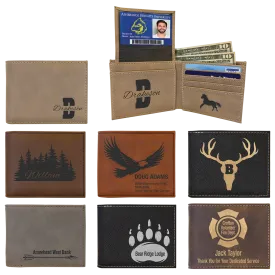 Custom Engraved Leather Wallet with ID Flap
