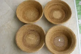 done Old Large Asian Tribal Weaver Basket Sumbawa Island Rattan Detailed Collectible