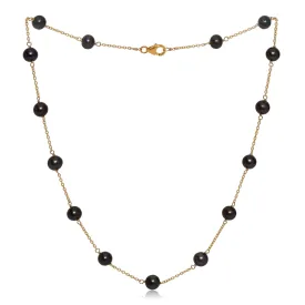 Gratia gold plated sterling silver chain necklace with black cultured freshwater pearls