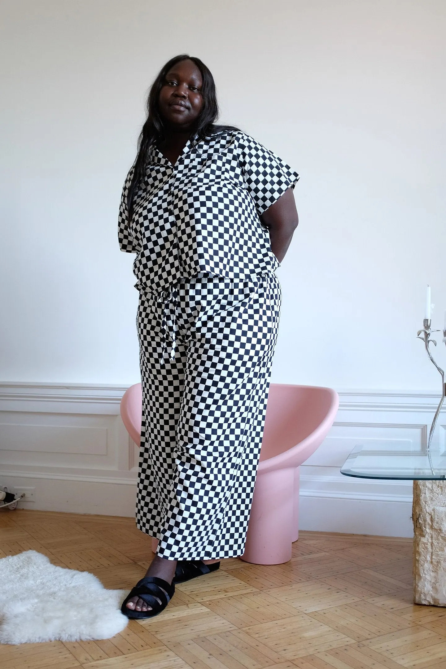 Long Lounge Set - Black Check