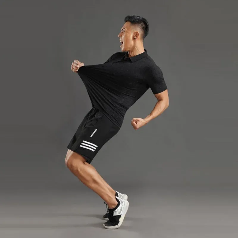 Mens Polo Shirt Short Sleeve Summer Tennis Shirt Quick Dry Sport Clothing Basketball GYM Running Badminton Training T-Shirt