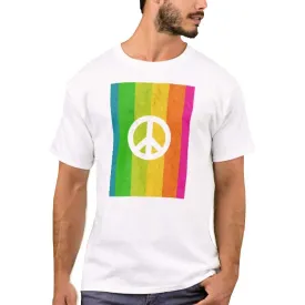 Nutcase Designer Round Neck Men's T-Shirt Wrinkle-Free Poly Cotton Tees - Rainbow Peace