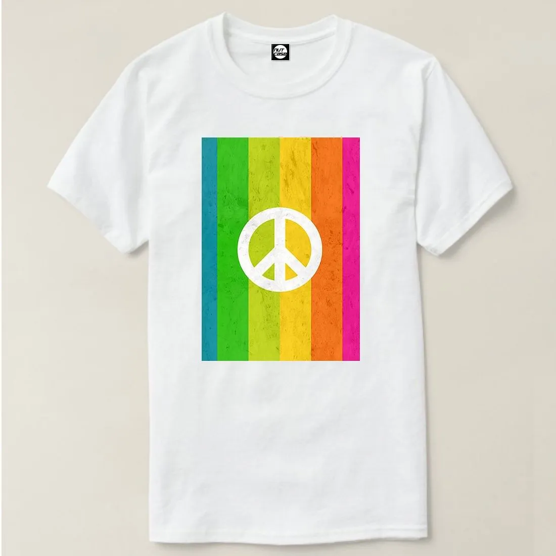 Nutcase Designer Round Neck Men's T-Shirt Wrinkle-Free Poly Cotton Tees - Rainbow Peace