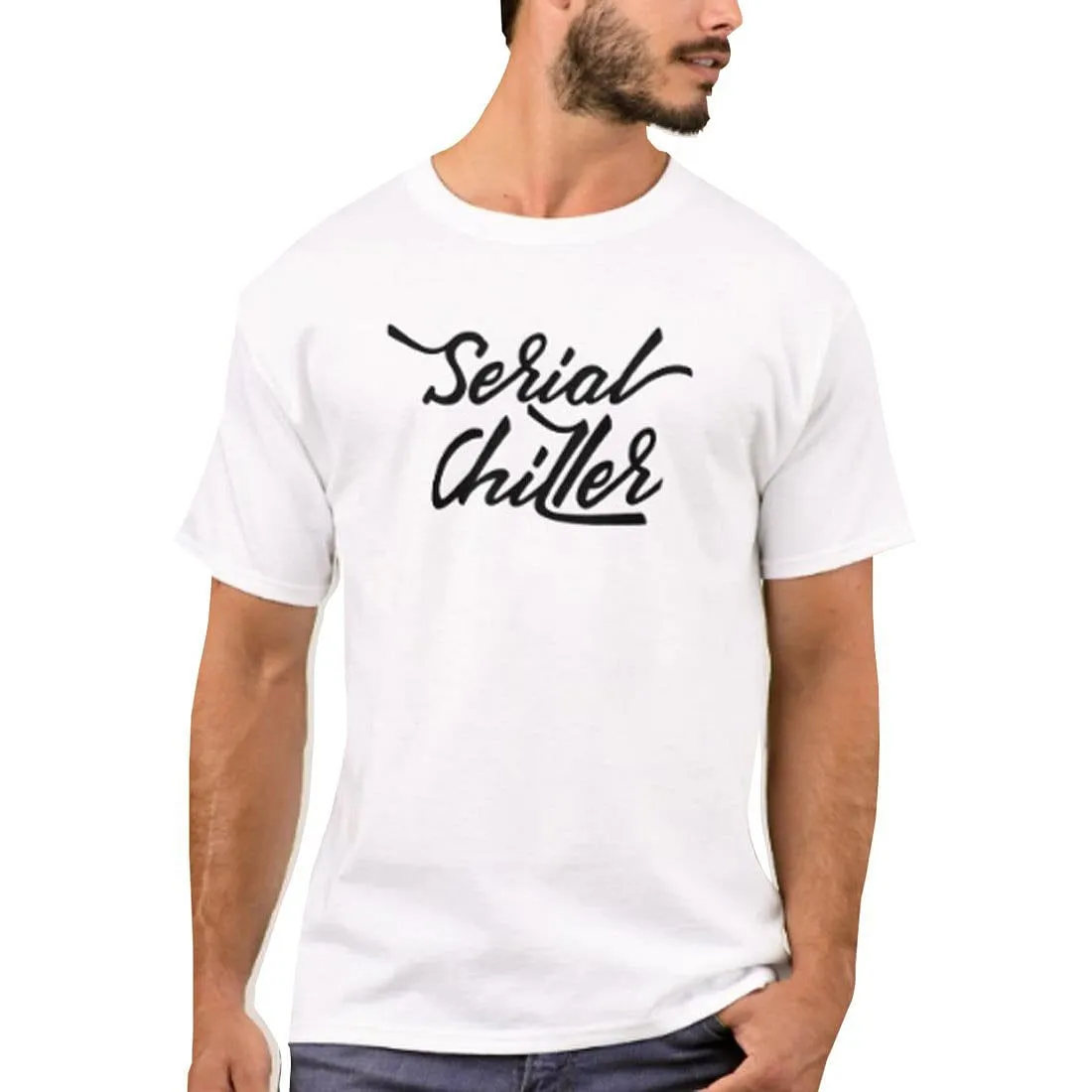 Nutcase Designer Round Neck Men's T-Shirt Wrinkle-Free Poly Cotton Tees - Serial Chiller Black