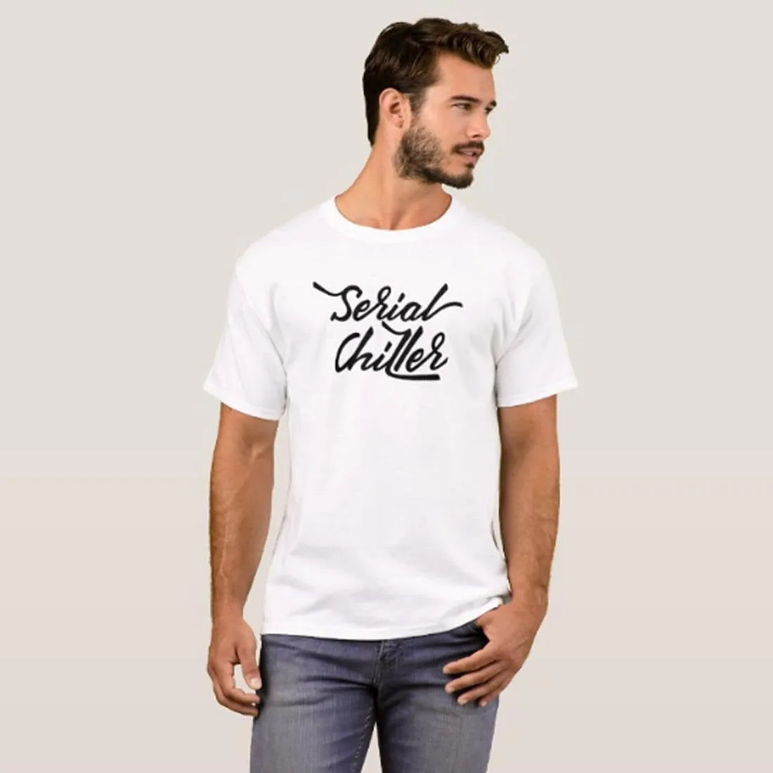 Nutcase Designer Round Neck Men's T-Shirt Wrinkle-Free Poly Cotton Tees - Serial Chiller Black