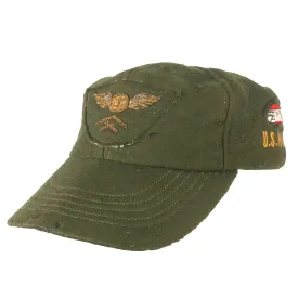 Original U.S. Korean War Era USMC Aviation Theater Made Baseball Cap with Direct-Embroider Bullion Insignia - Marine Corps Air Station Iwakuni