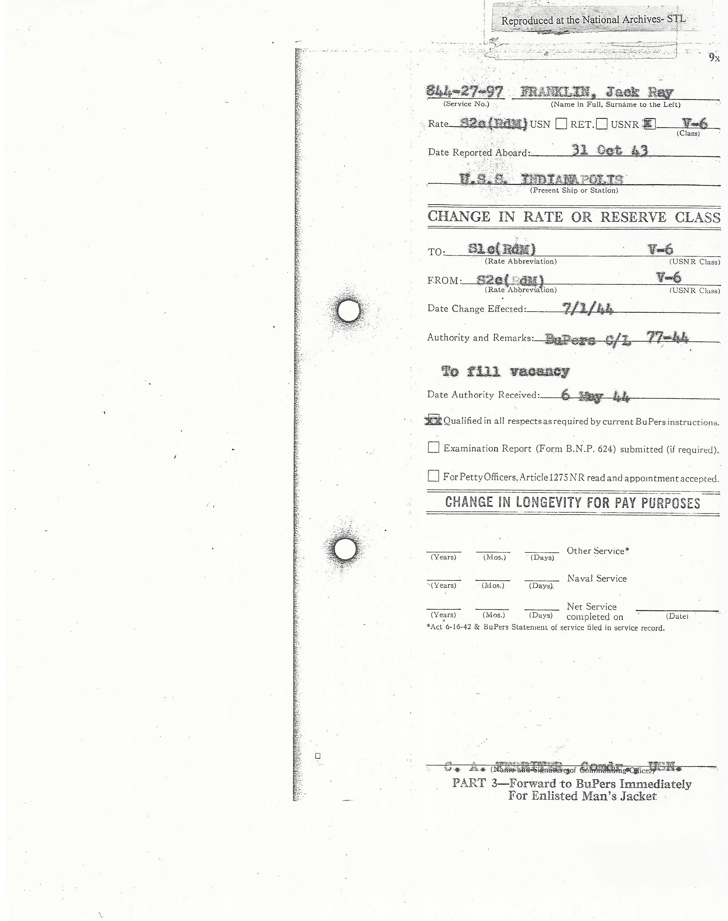 Original U.S. WWII USS Indianapolis KIA Named Purple Heart Medal with Documentation