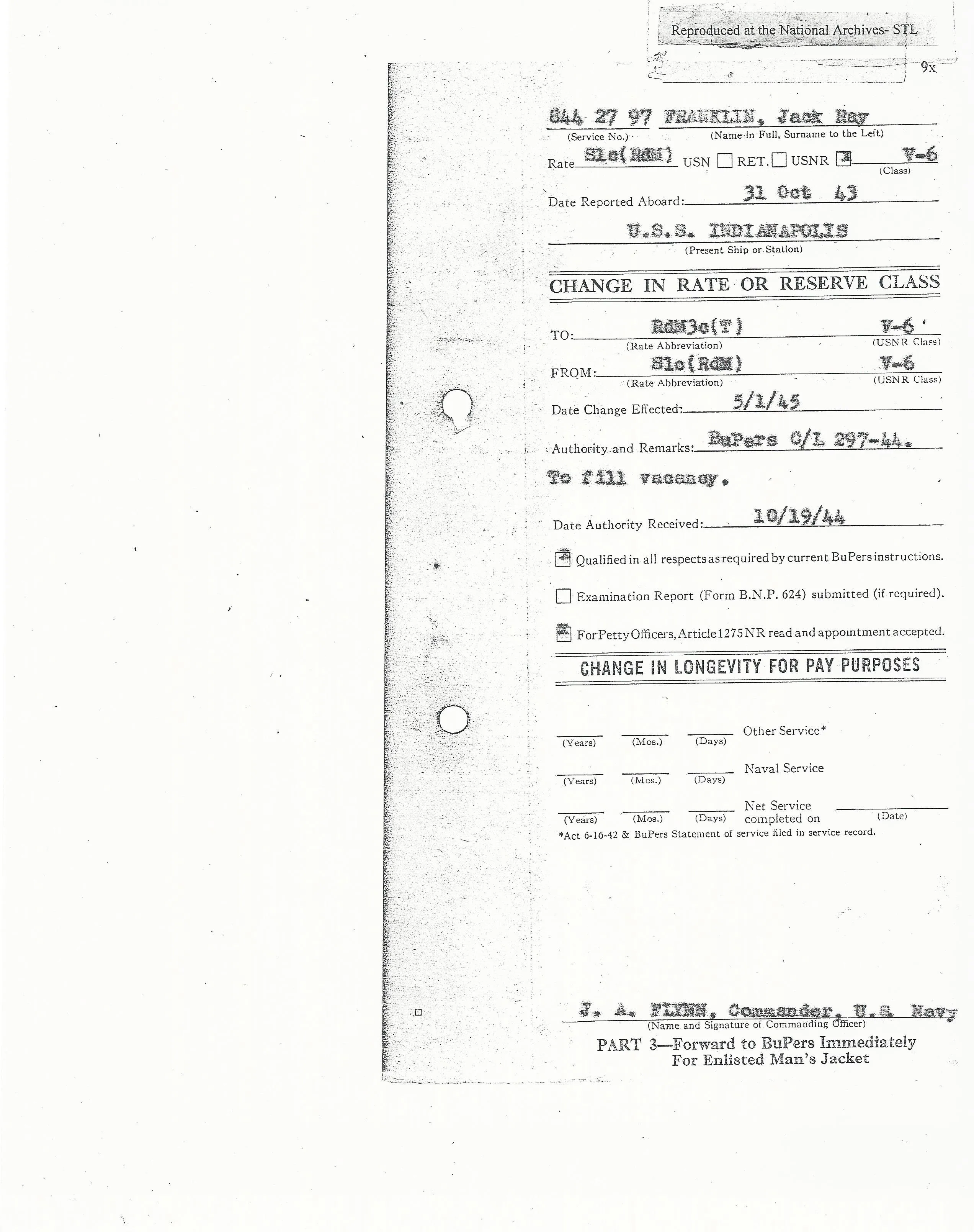 Original U.S. WWII USS Indianapolis KIA Named Purple Heart Medal with Documentation