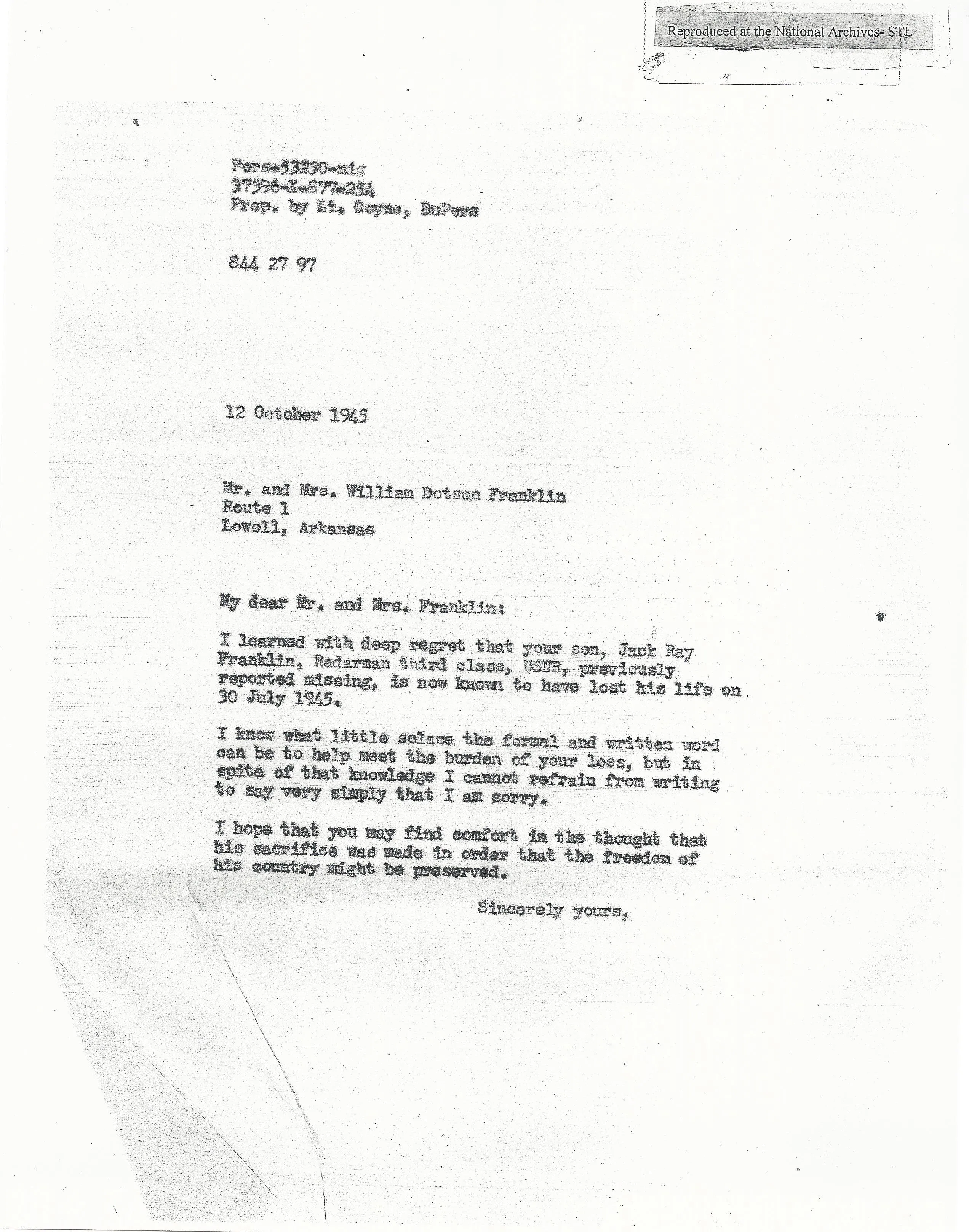 Original U.S. WWII USS Indianapolis KIA Named Purple Heart Medal with Documentation