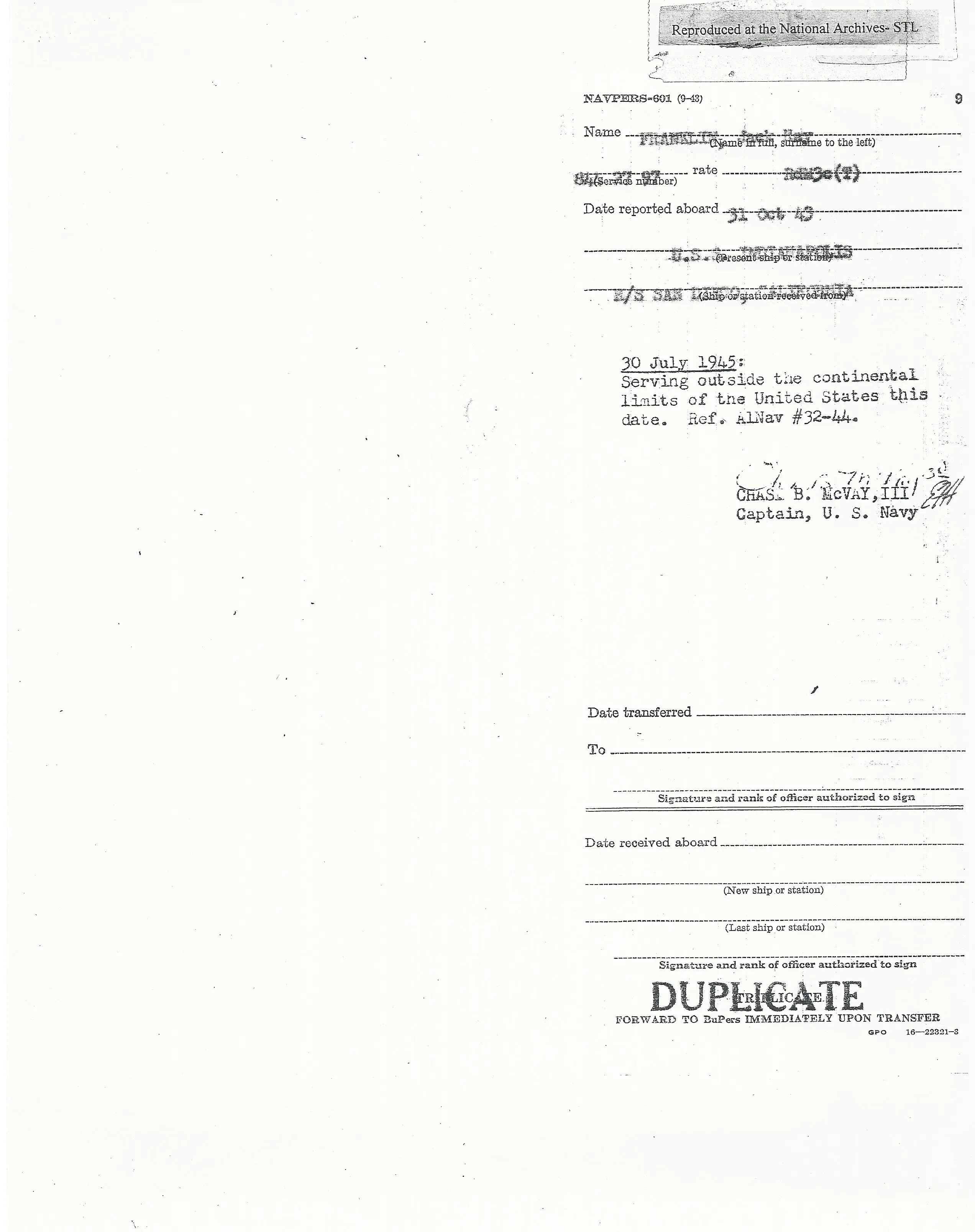 Original U.S. WWII USS Indianapolis KIA Named Purple Heart Medal with Documentation