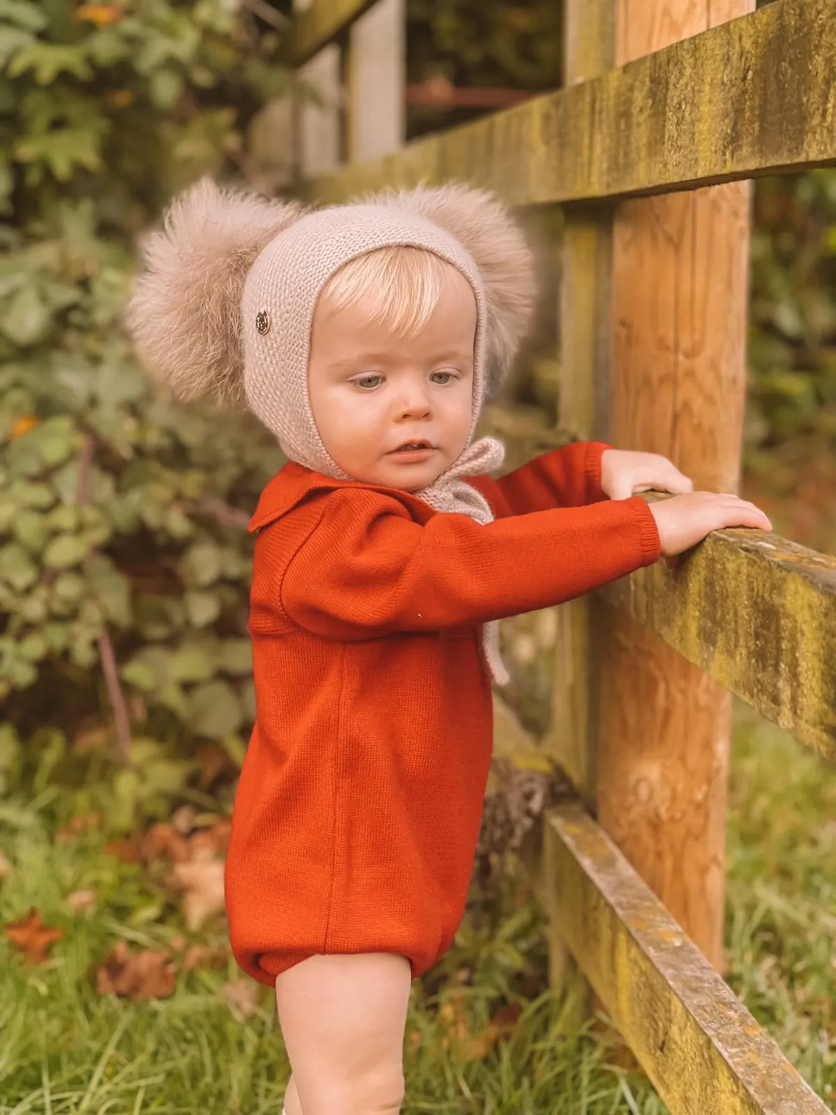 Petite Maison Kids Beige Honeycomb Cashmere Fur Bonnet