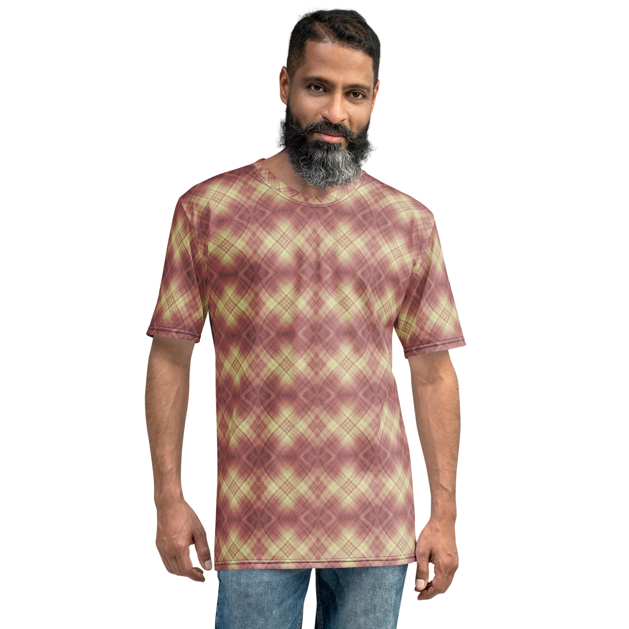 Recursia Argyle Rewired I Men's Crew Neck T-Shirt In Pink