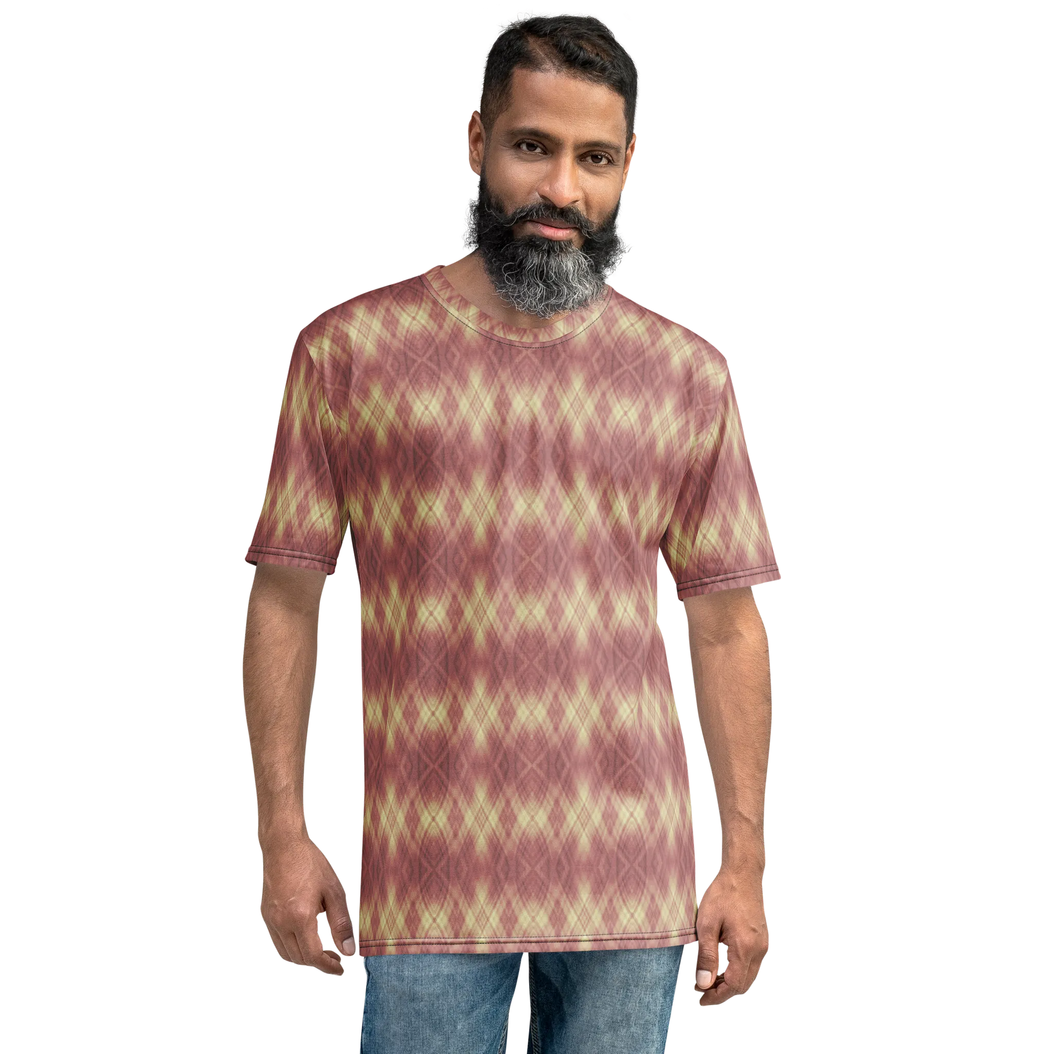 Recursia Argyle Rewired II Men's Crew Neck T-Shirt In Pink