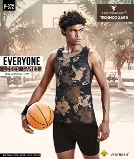 TechnoSport Sublimation U Neck Sleeveless Dry Fit Sando for Men P-372 (Brown)