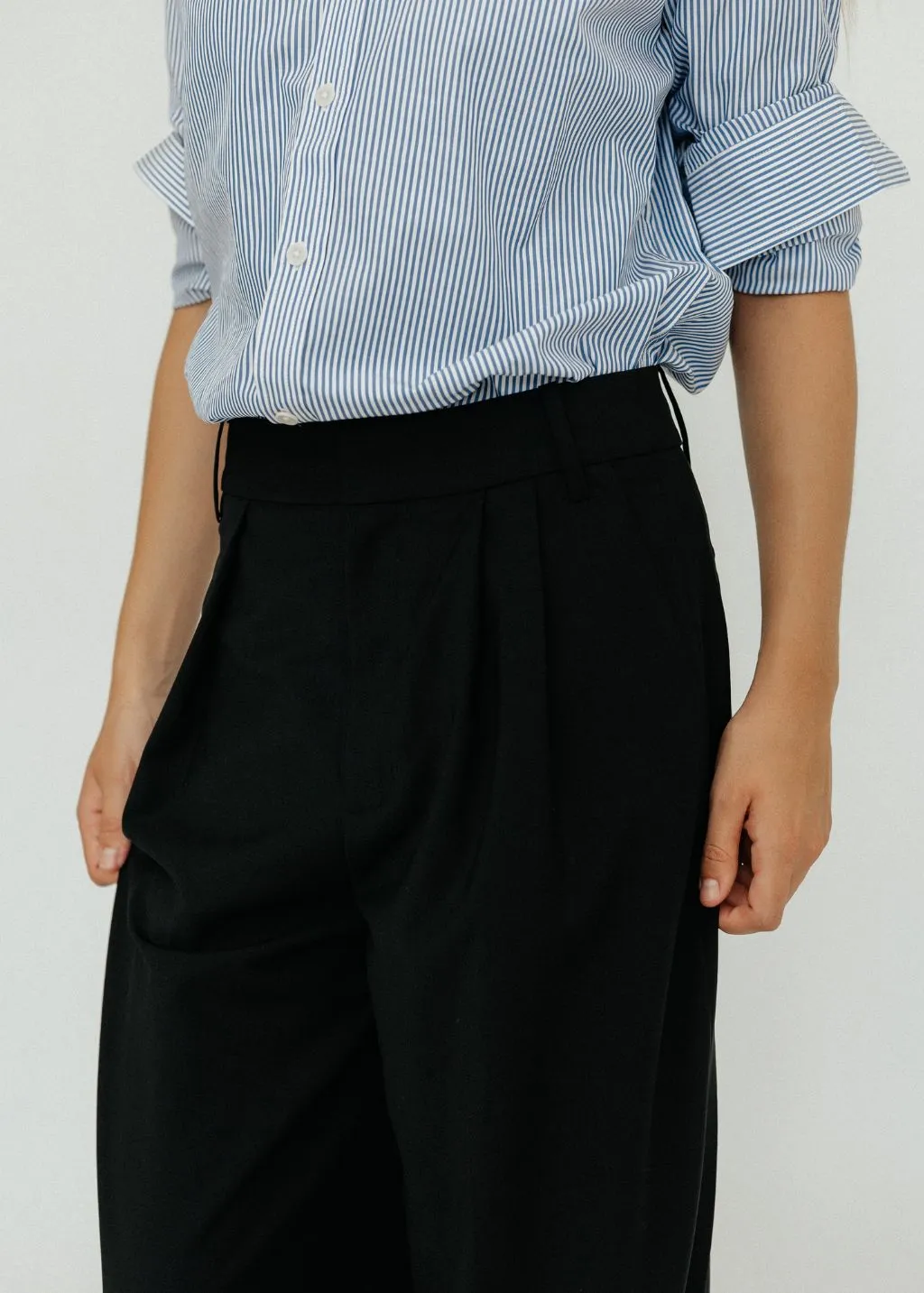 Tibi Tropical Wool Stella Pant in Black