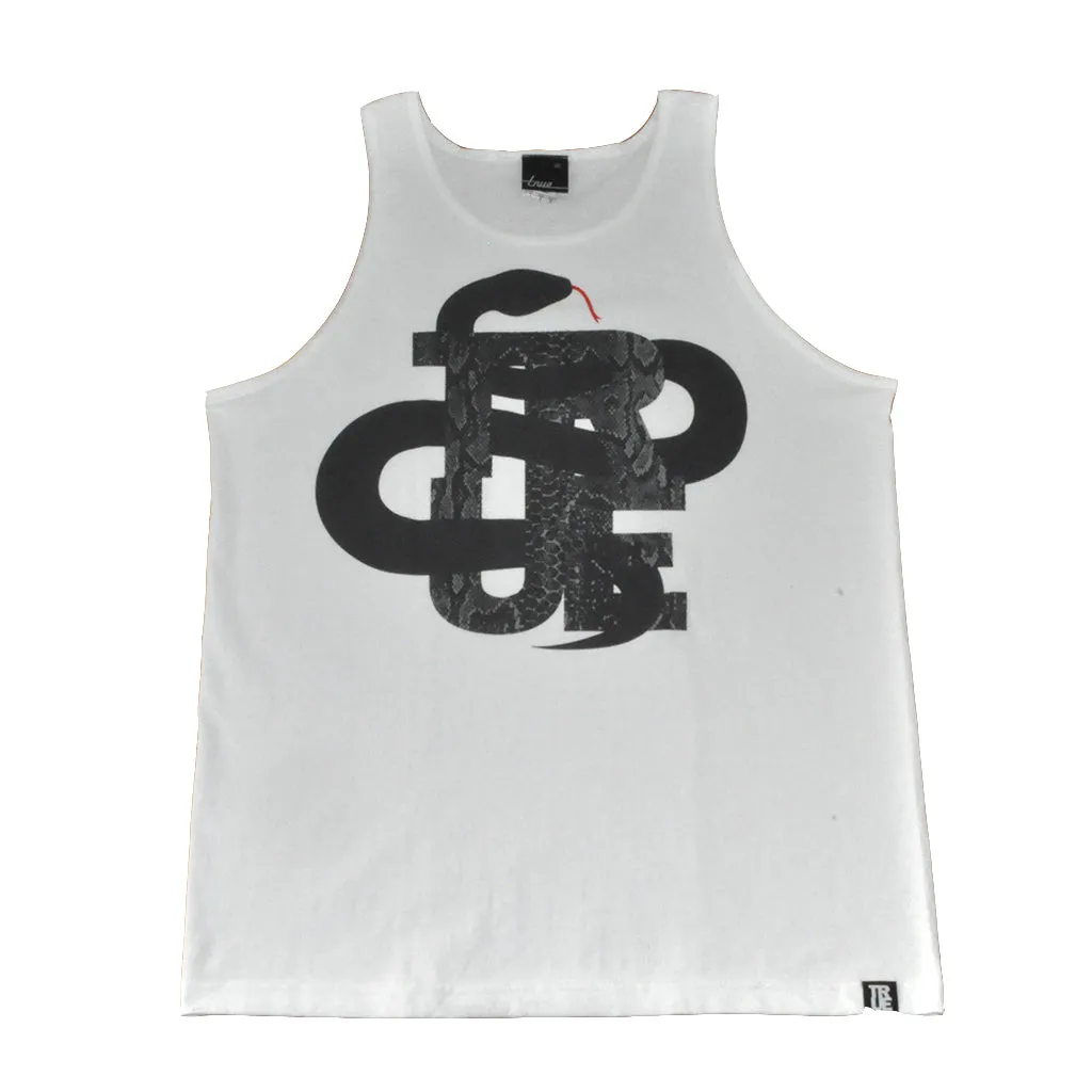 True Mens Logo Snake Tank Top White