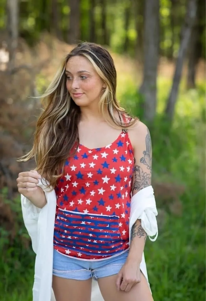 USA Star Criss Cross Tank Top