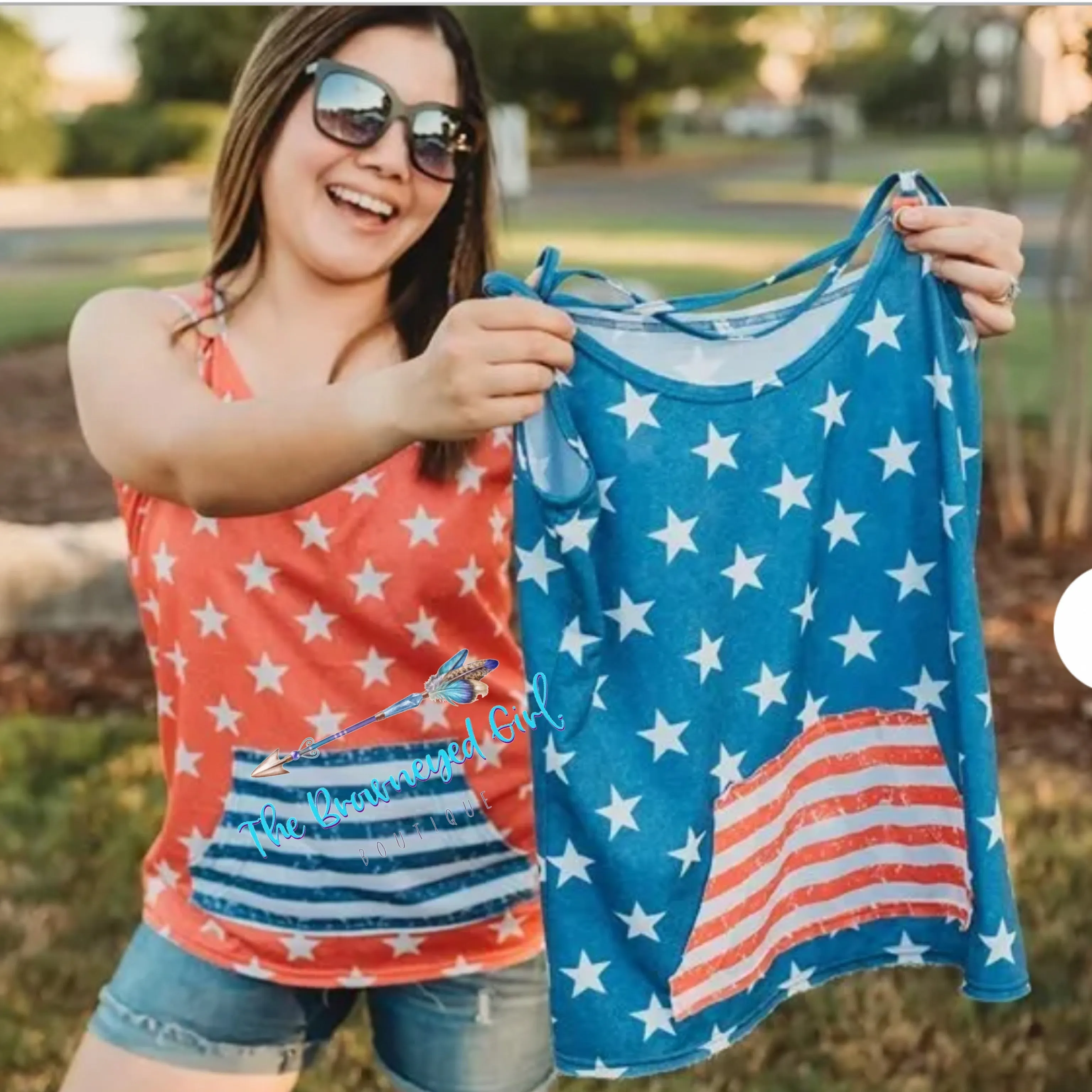 USA Star Criss Cross Tank Top