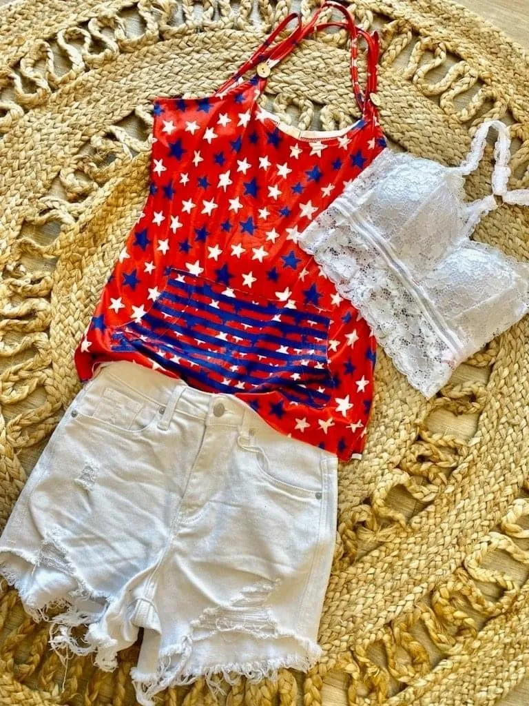 USA Star Criss Cross Tank Top